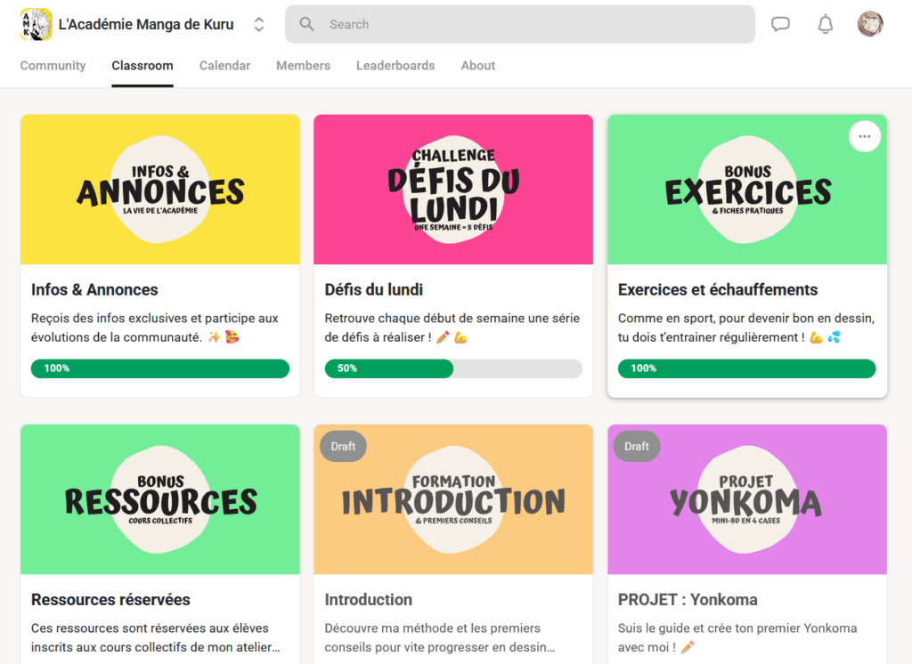 l'Académie Manga de Kuru en ligne sur skool 