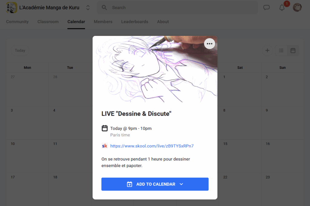 l'Académie Manga de Kuru en ligne sur skool 