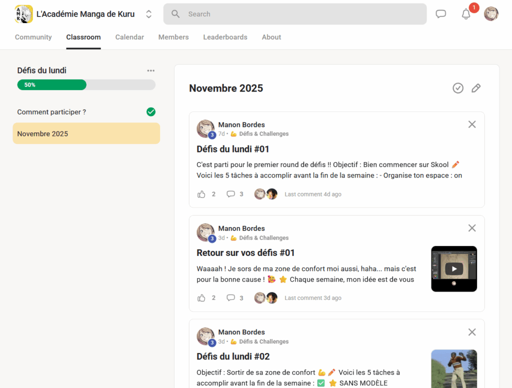 l'Académie Manga de Kuru en ligne sur skool 