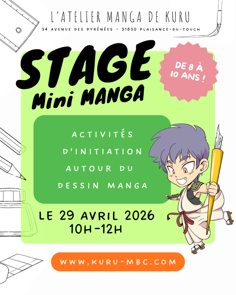 Stage de dessin manga l'atelier manga de kuru paques 2026