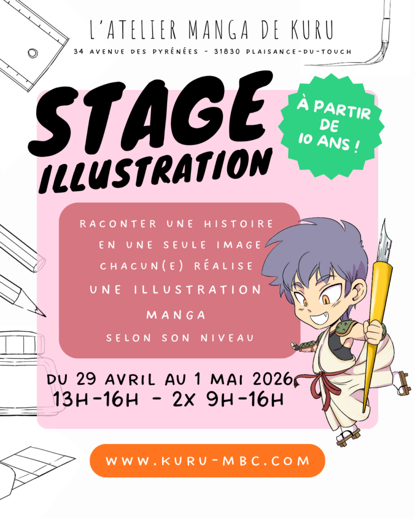 Stage de dessin manga l'atelier manga de kuru paques 2026