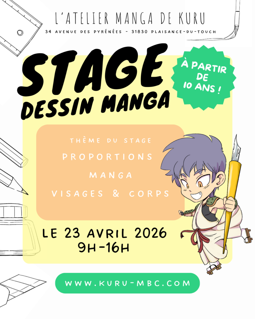 Stage de dessin manga l'atelier manga de kuru paques 2026
